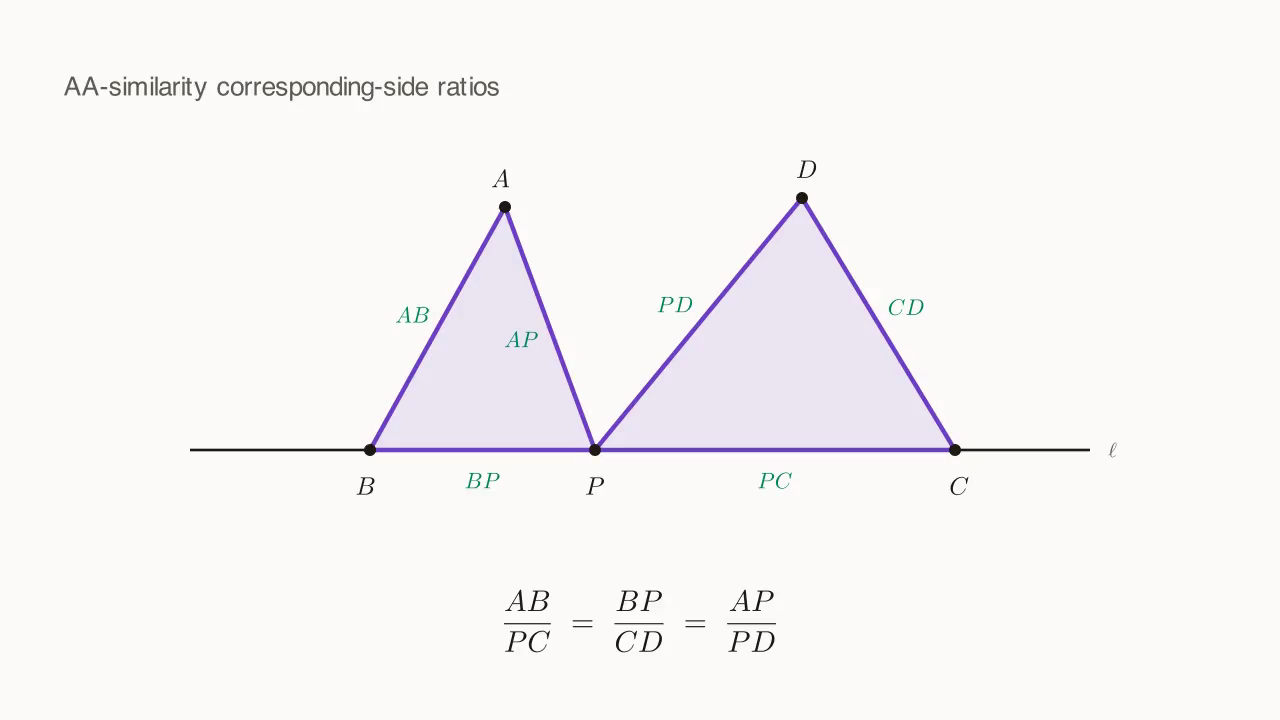 AA-similarity correspondence: AB/PC = BP/CD = AP/PD